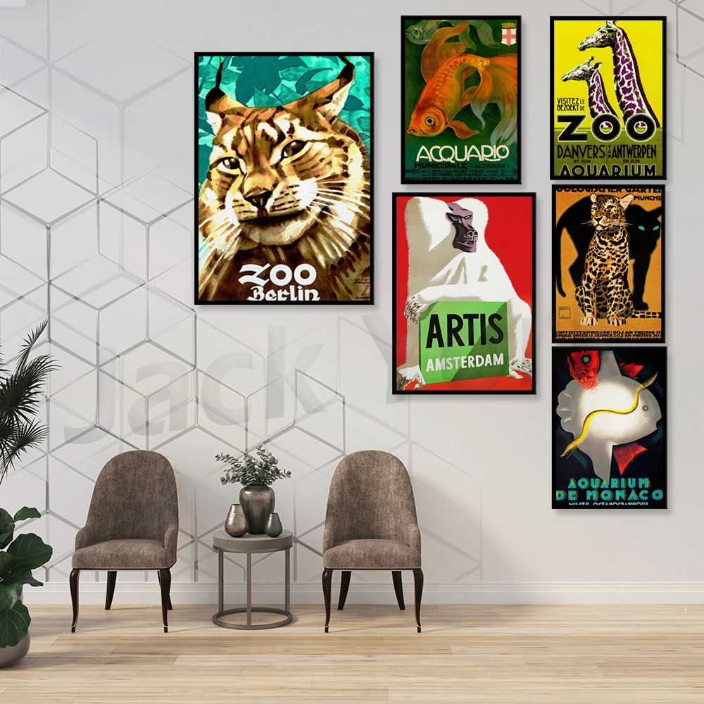 Marine Zoo - Amsterdam Zoo Monaco, vintage reisposter met